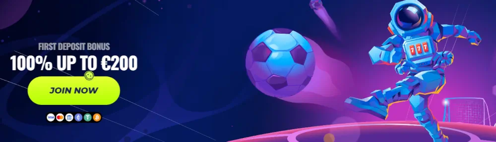 Banner bonus primo deposito sportivo a tema astronauta Lunubet